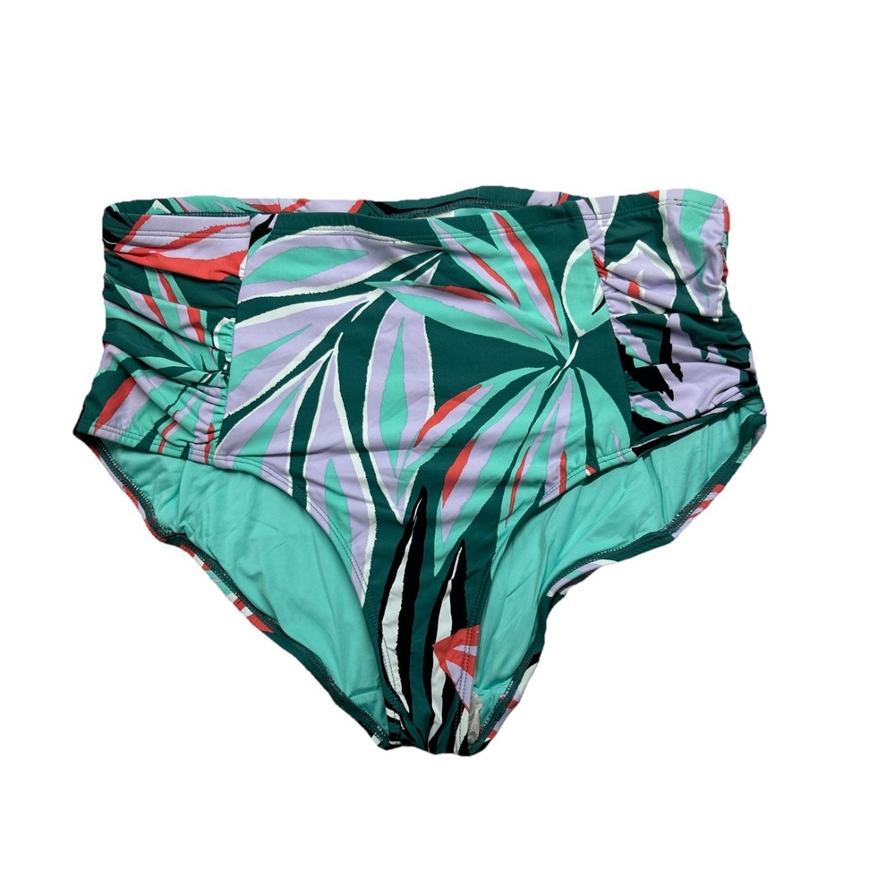 Anne Cole Swimsuit Bikini Bottom 16W Tropical High Waisted 22PB33616 Multicolor